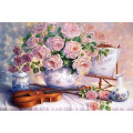 АЖ-1250 Картина стразами "Розы и скрипка"